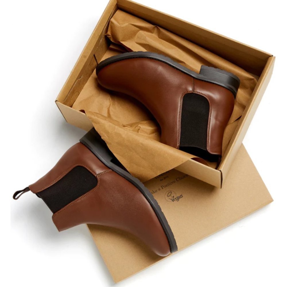 Will's Vegan Store Luxe Smart Chelsea Boots Chestnut (Vegan)